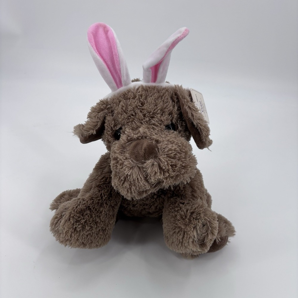 Russell Stover 12" Plush Puppy Dog Easter Bunny Rabbit Ears Stuffed Animal Brown